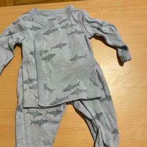Baby blue shark matching set